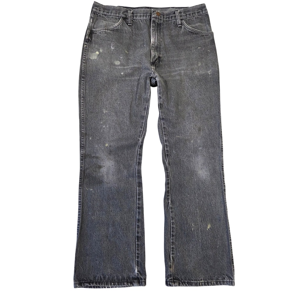 Rustler Mens Charcoal Denim Jeans 36x30 Bootcut Workwear Trashed Grunge‎ Punk